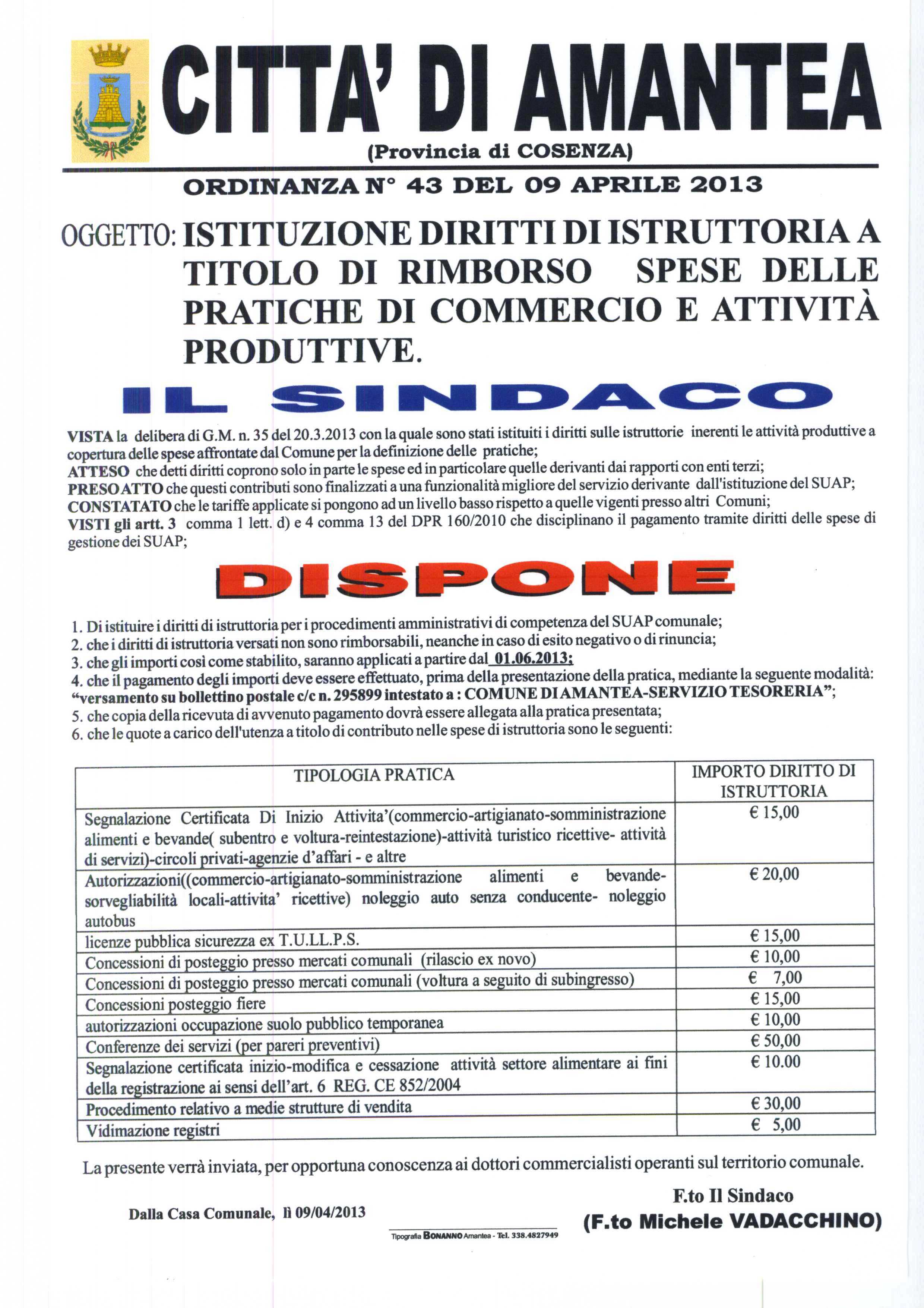 Tariffe attività produttive