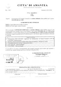 Convocazione Consiglio Comunale per giorno 30122016152