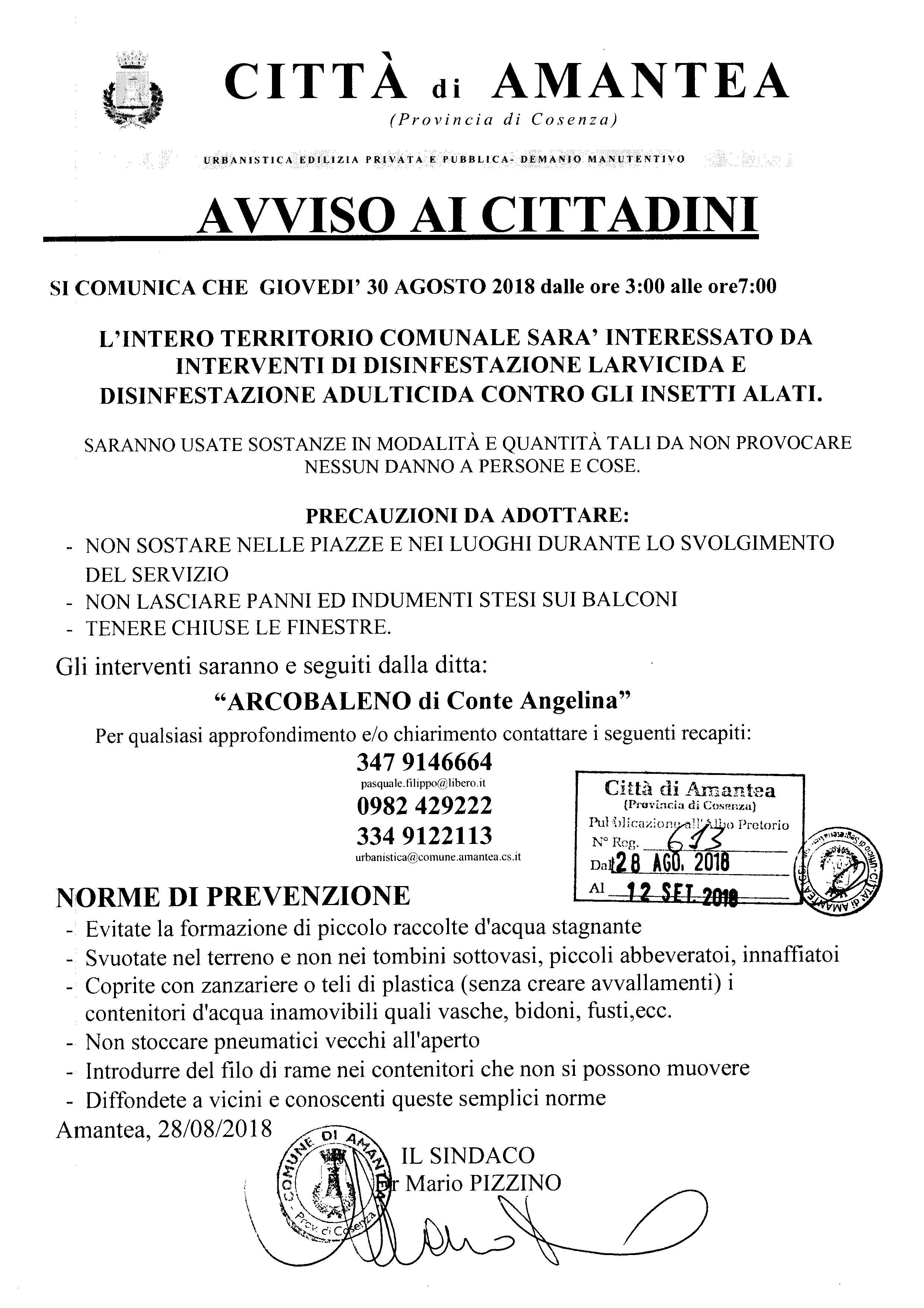 AVVISO PUBBLICO DIFINFESTAZIONE