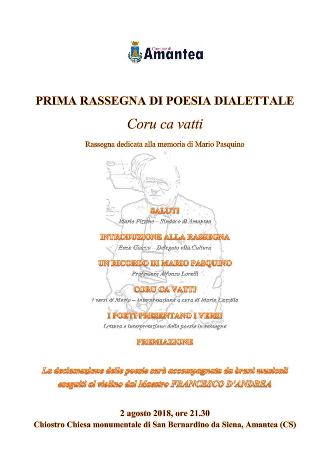Rassegna Poesia Mario Pasquino – Chiostro Chiesa Monumentale San Bernardino ore 21:30