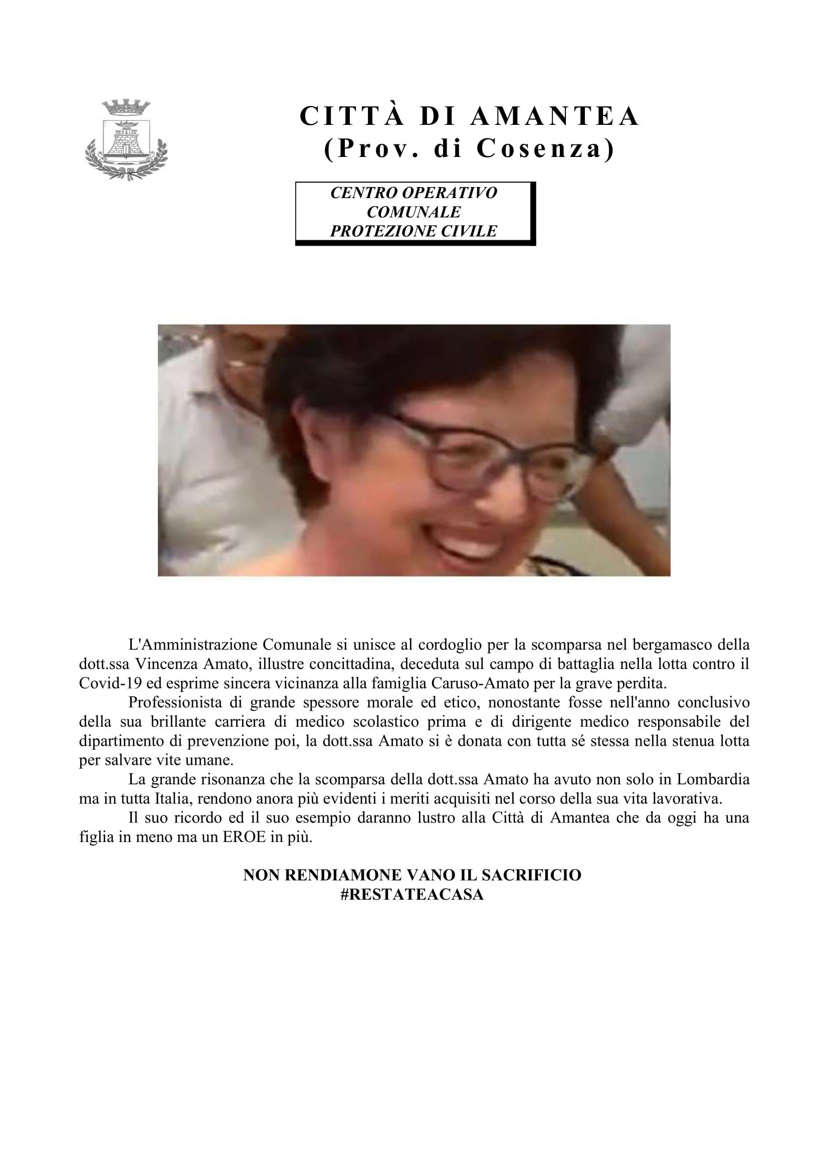 In ricordo della Dott.ssa Vincenza Amato